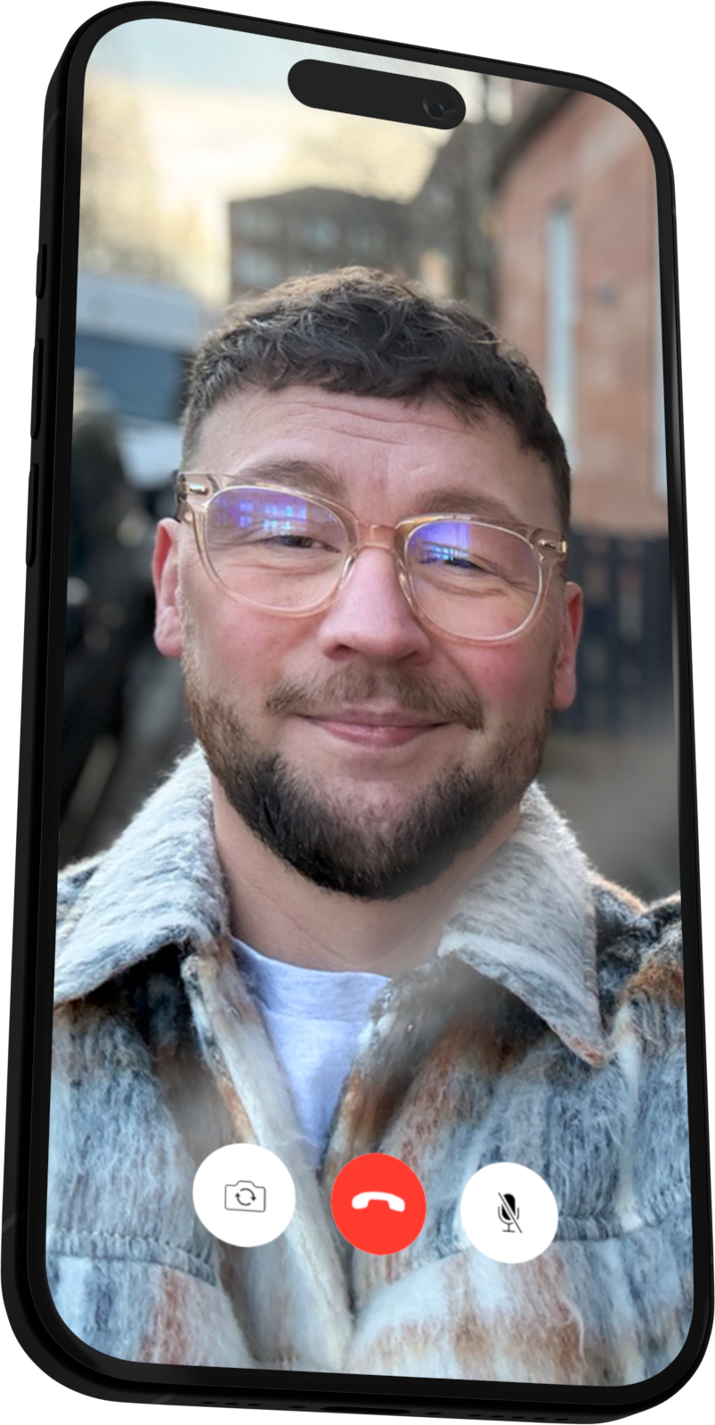 An iPhone displaying a Facetime call with Conlon Flay